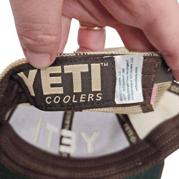 Yeti Coolers Brown & Tan Trucker Hat Adjustable Snapback Mesh Back Cotton Blend - Picture 3 of 9